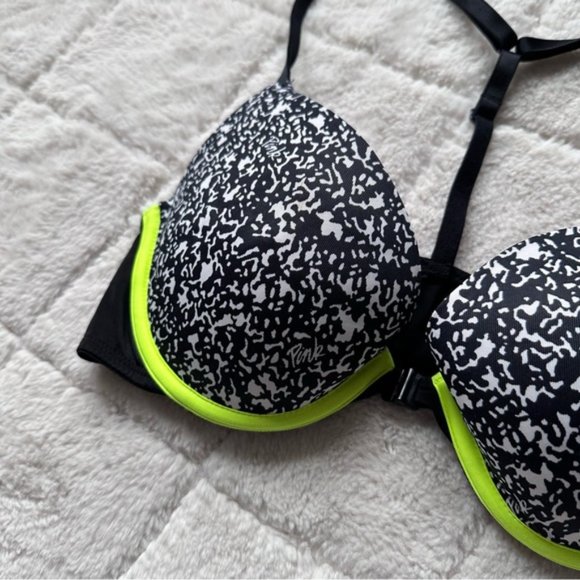 Victoria's Secret PINK | Black Dot & Neon Wear Everywhere Push-Up | Size 34B - Picture 3 of 12
